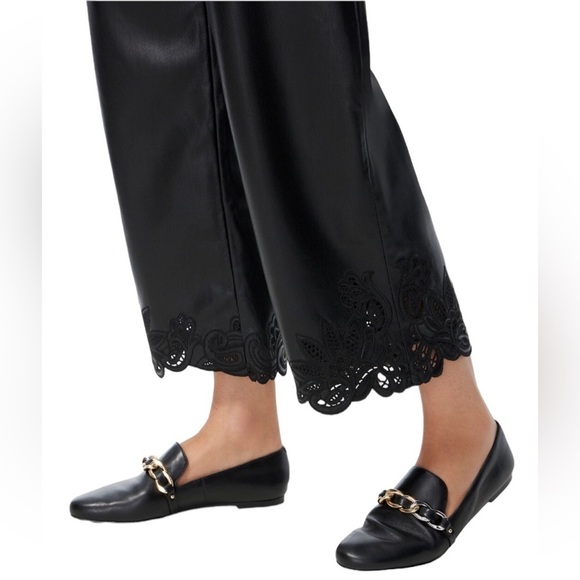 Chico’s Women’s Black Faux Leather Cutout Ankle Crop Trouser Pants - Picture 2 of 14